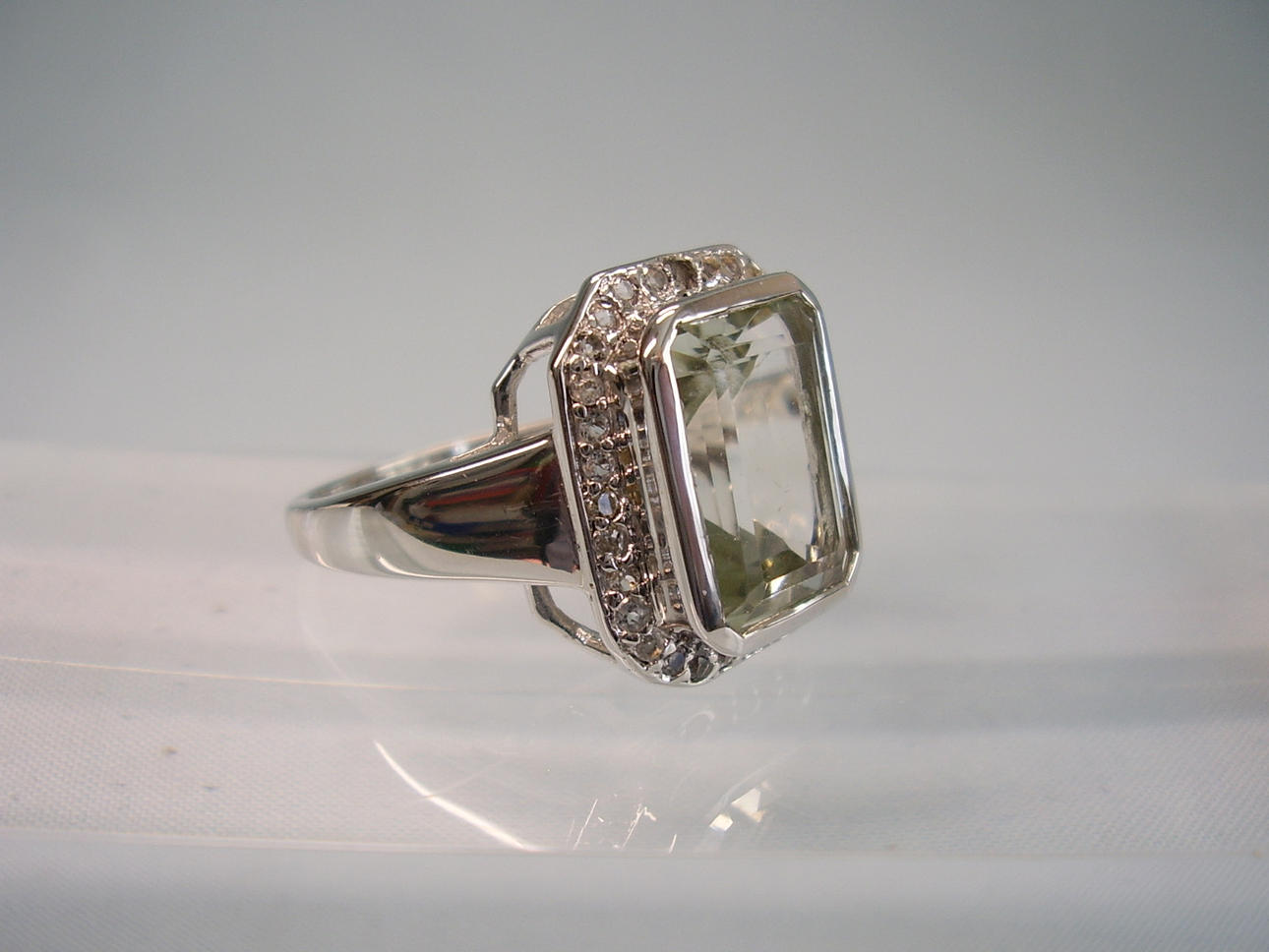 PRASIOLITH RING / HERREN-RING SILBER 925.