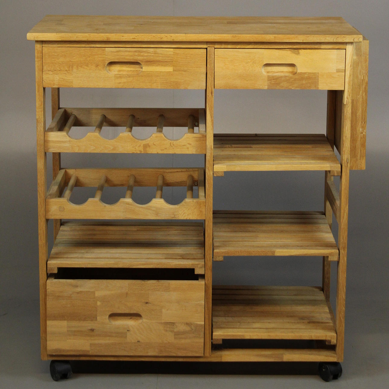 KÜCHENINSEL auf Rädern, mit Weinregal.