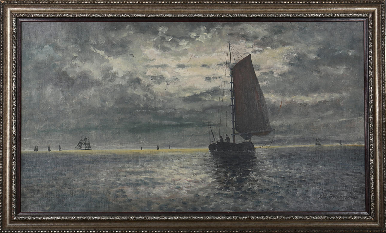 JOHAN JOHANSON. Olja på papp. Marin motiv. Signerad Joh. Johanson.