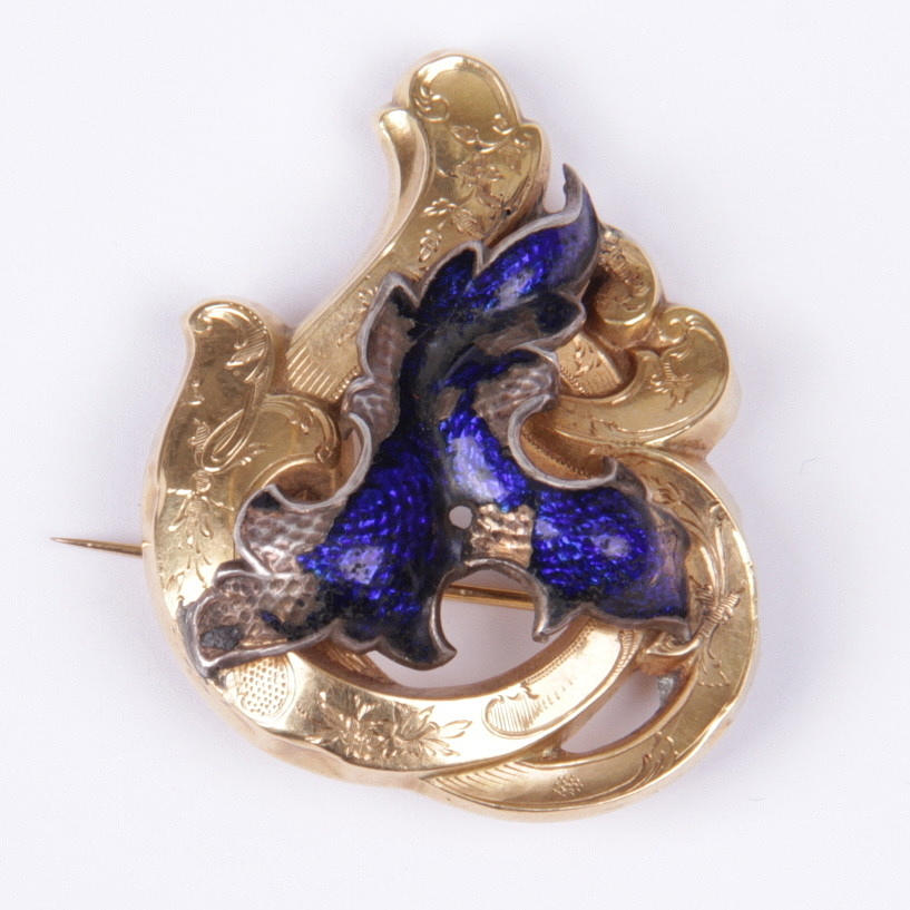 BROSCH, delvis 18k guld, 1852.