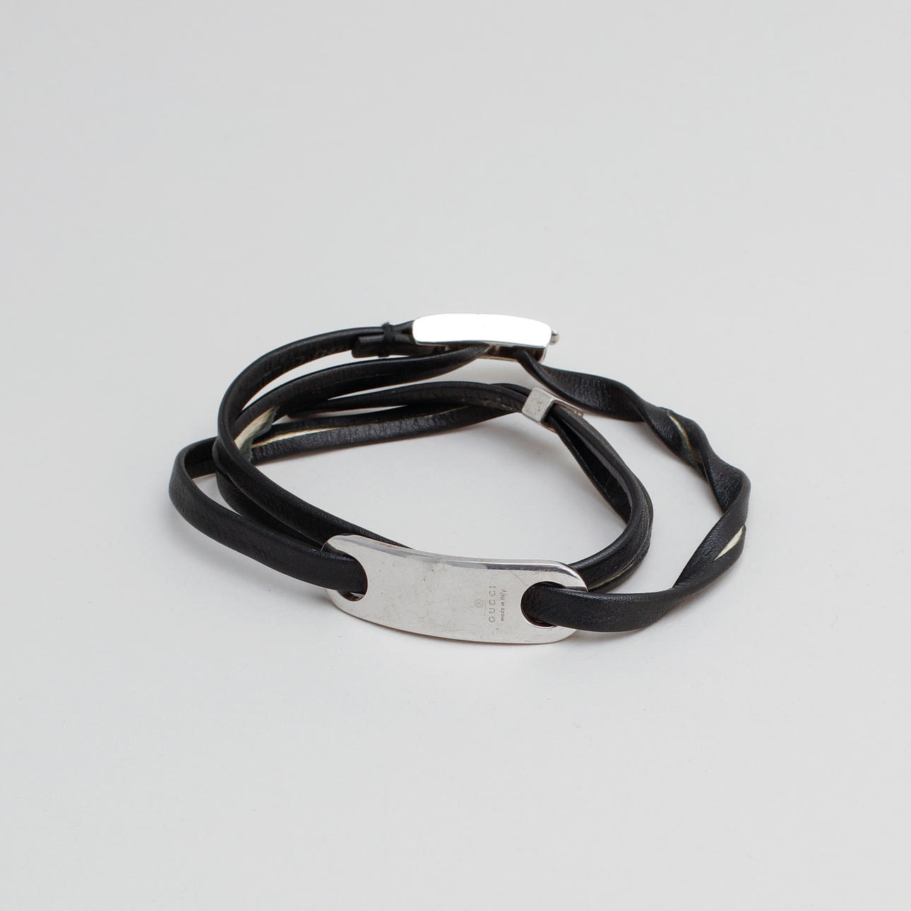 ARMBÅND, læder og sølv, Gucci.