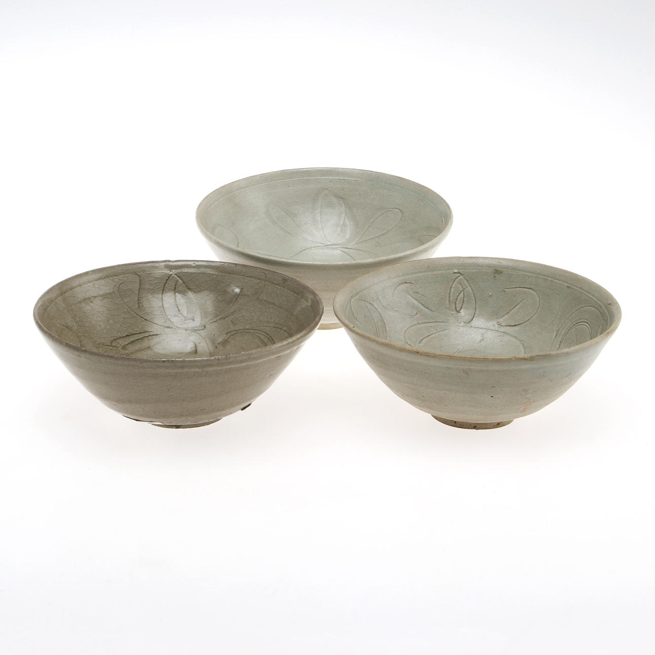 SKÅLAR, 3 st, stengods, Kina, sung/yuan.