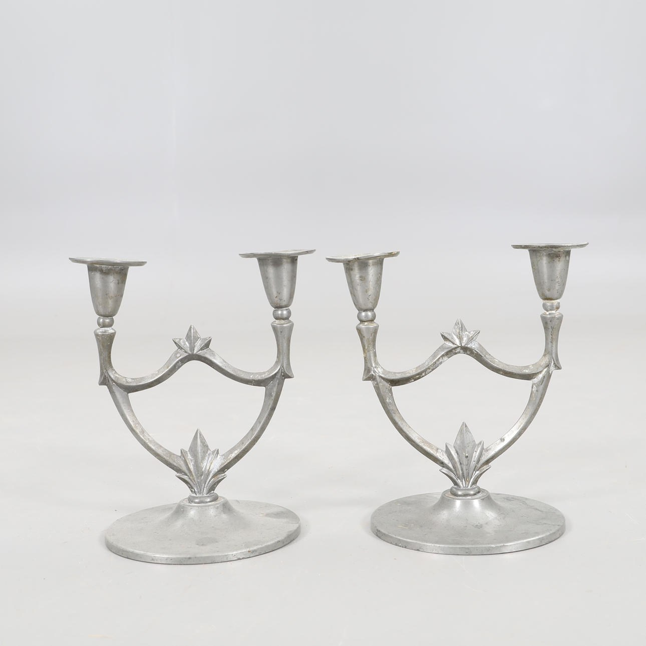 CANDLE STACKS, a pair, pewter, Swedish Pewter.