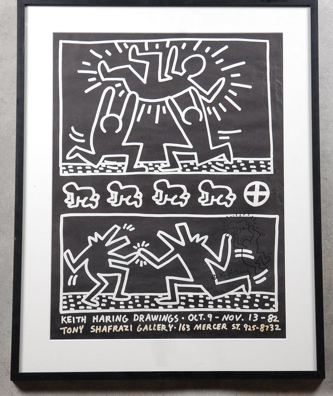 KEITH HARING. 1958-1990, utställningsaffisch, Keith Haring Drawings 1982, signerad med tusch, K Haring.