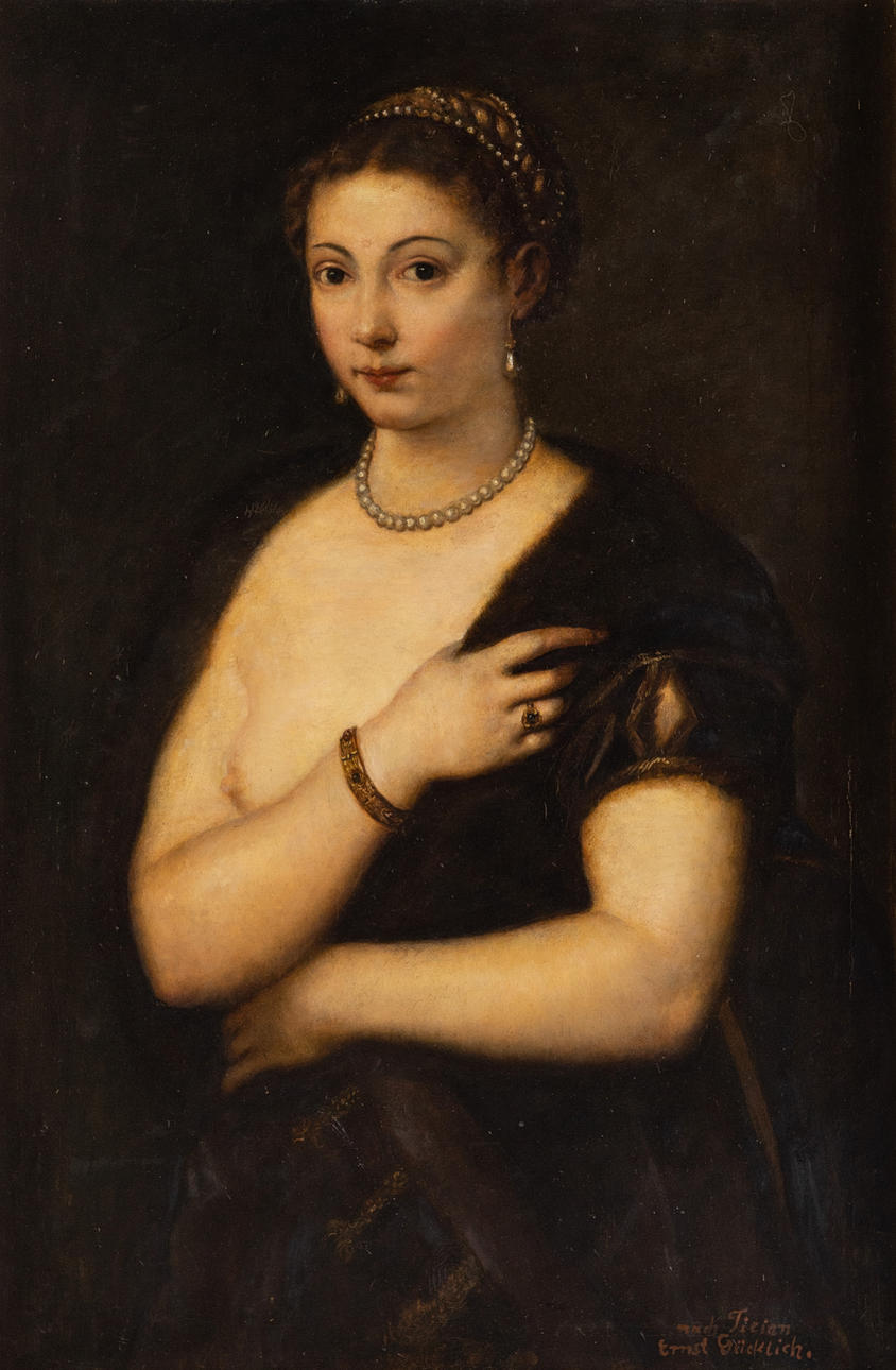 ERNST GLÜCKLICH. efter Titian 'Pigen i pels'.