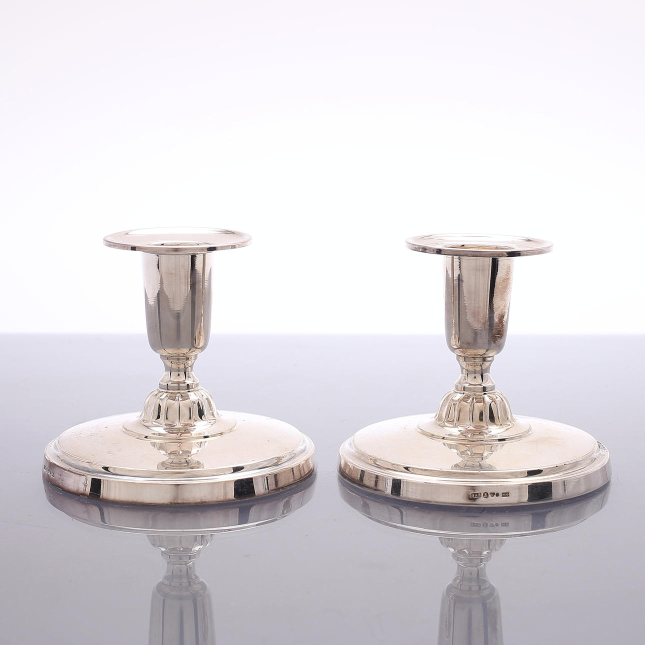 CANDLE STICKS, a pair, silver, weight 284 grams.