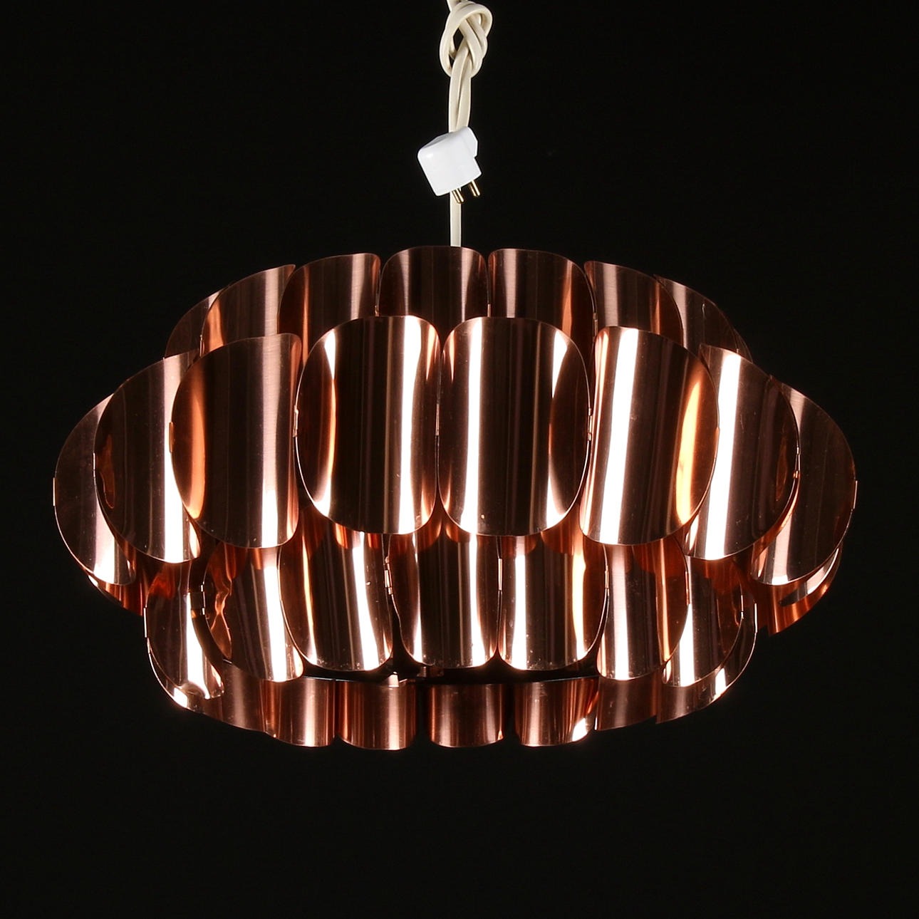 TAKLAMPA, koppar, Werner Schou, Coronell Electrics, Danmark, 1960-tal.