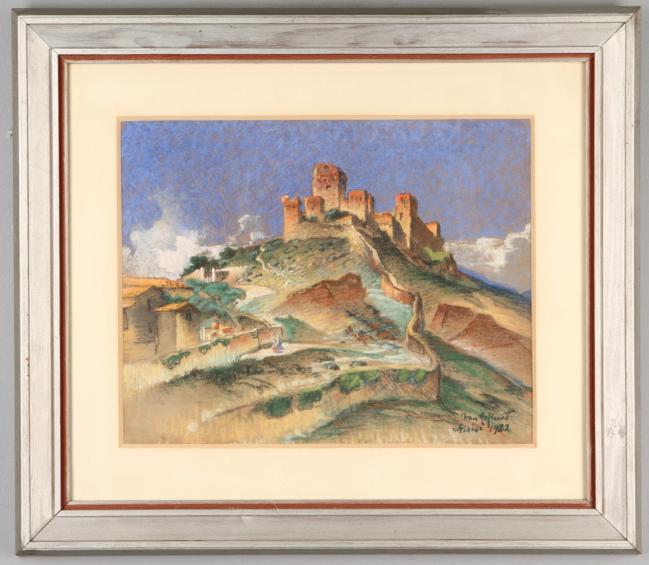 IVAN HOFLUND. Sydländskt landskap med borg, pastell, signerad och daterad 1922.