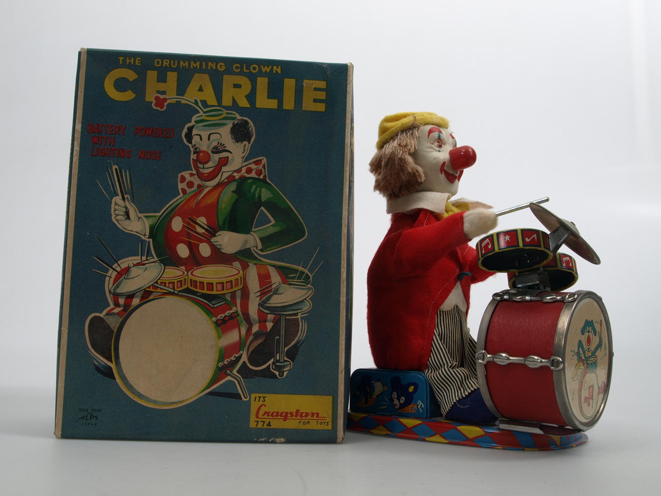 MEKANISK LEKSAK, "The Drumming clown Charlie", Cragstan..
