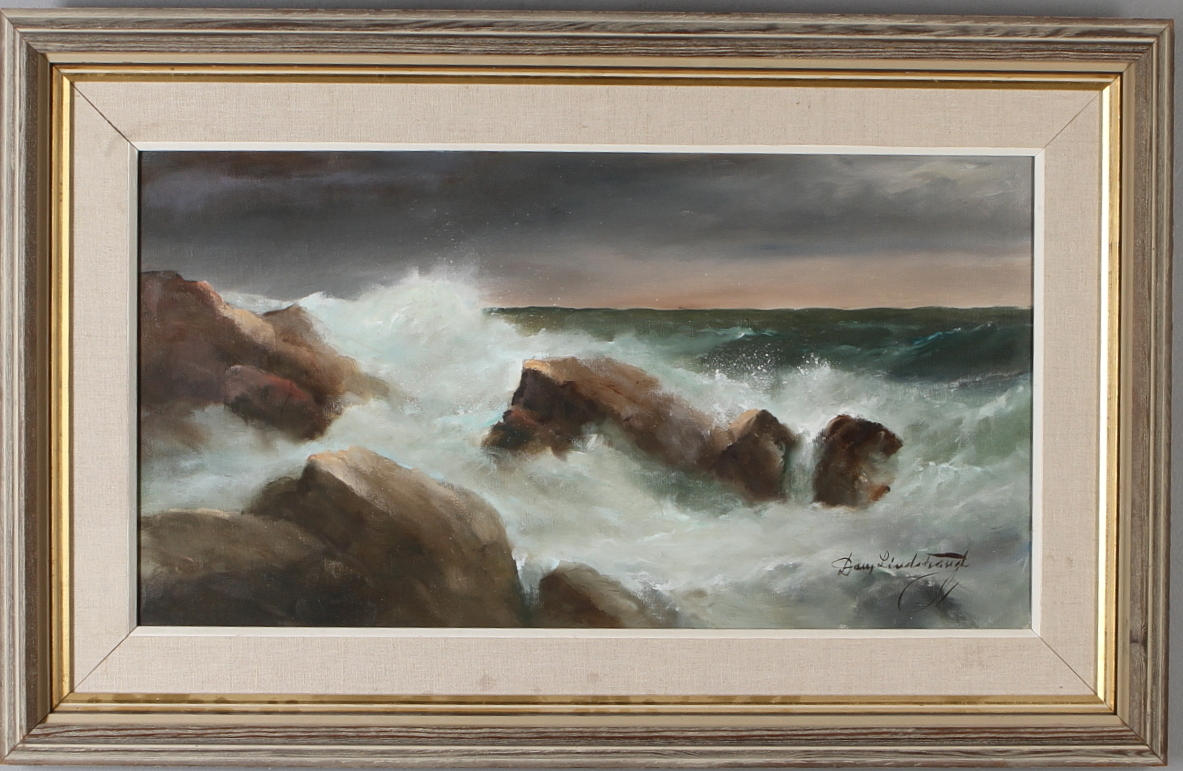 DAN LINDSTRAND. Kustmotiv, olja på duk, signerad.
