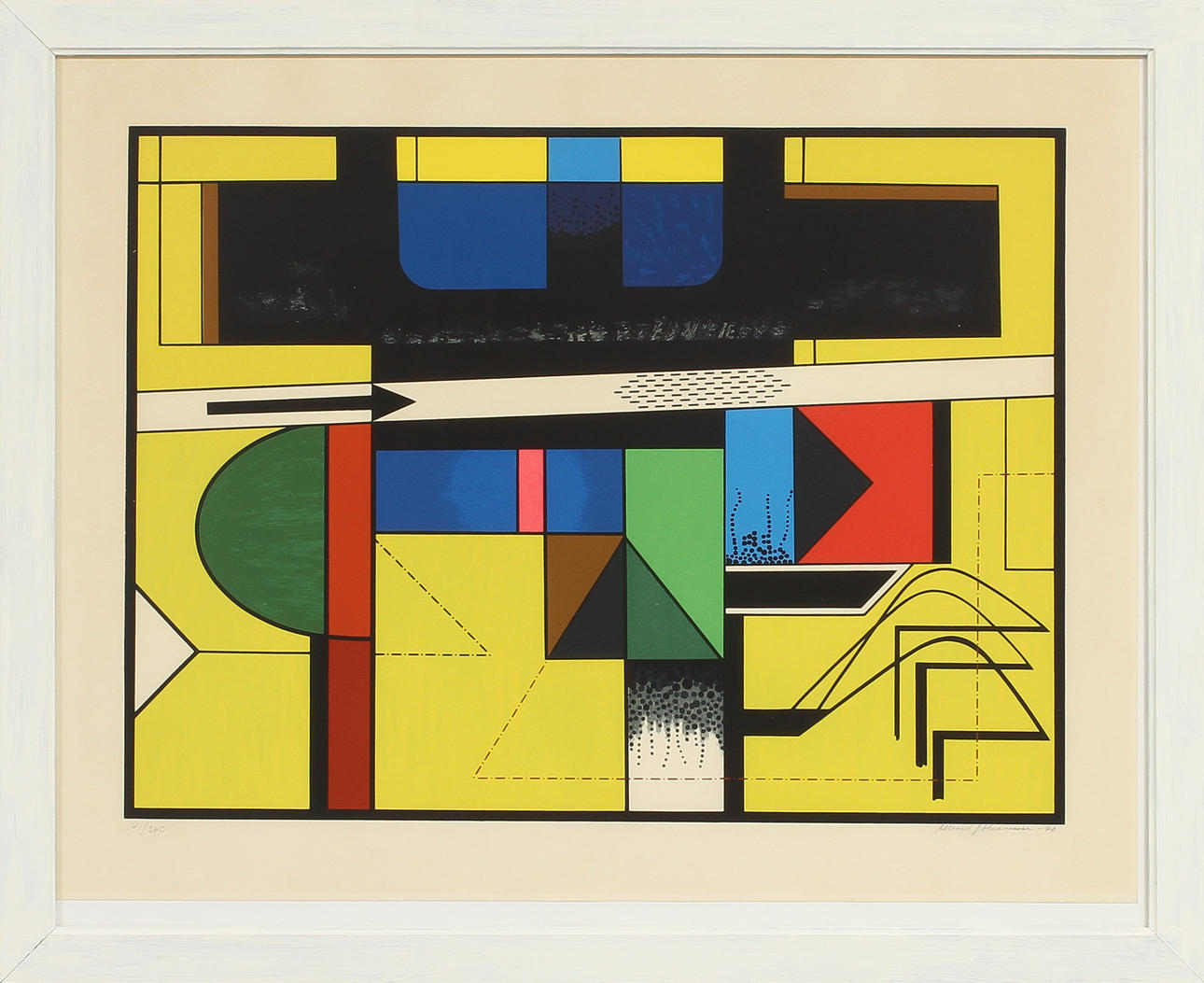 ALBERT JOHANSSON. Komposition, färglitografi, signerad och numrerad 41/260.