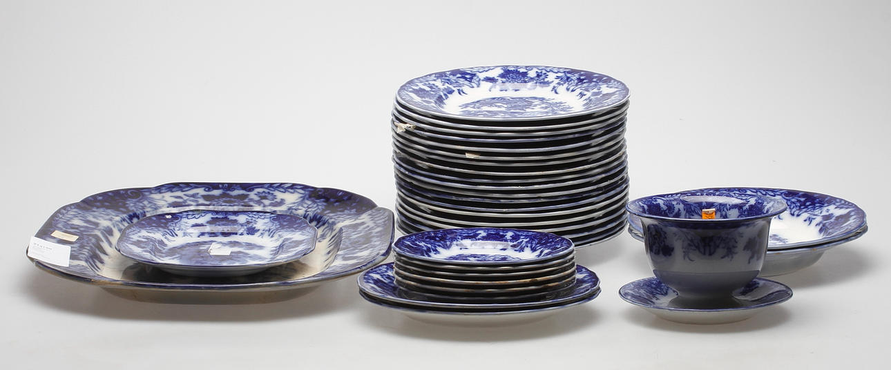 SERVISDELAR, 32 delar, flintgods, Rörstrand, 1800-talets andra hälft.