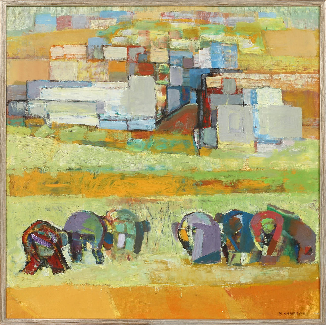 BRITA HANSSON. Skördetid, olja på duk, signerad.