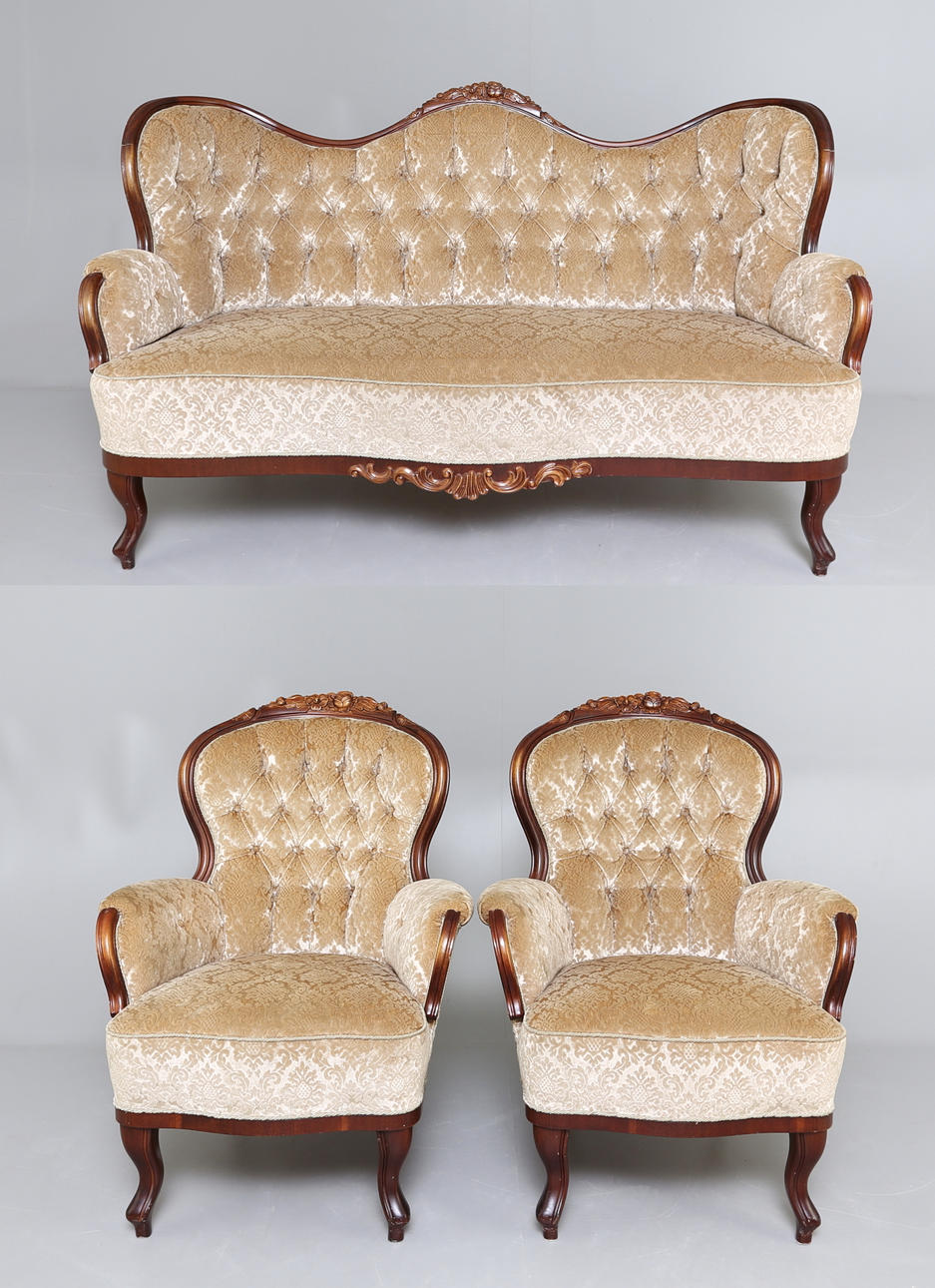 SALONGSGRUPP, 3 delar, Alsterbro möbler, 1950-tal.