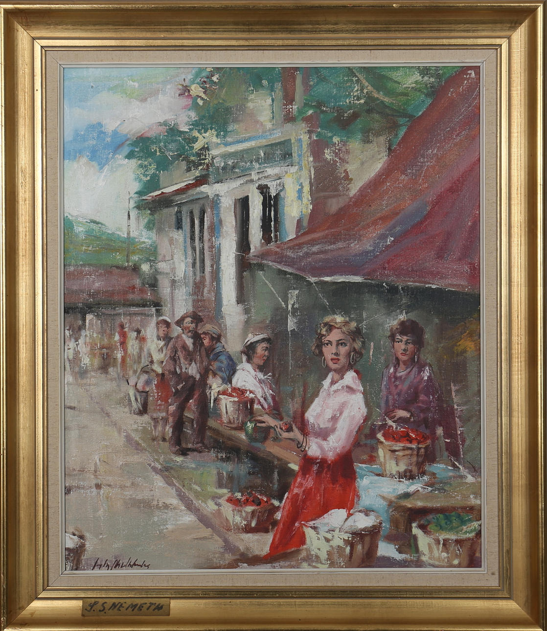 SALY NEMETH. Gatuliv. Olja på duk. Signerad.