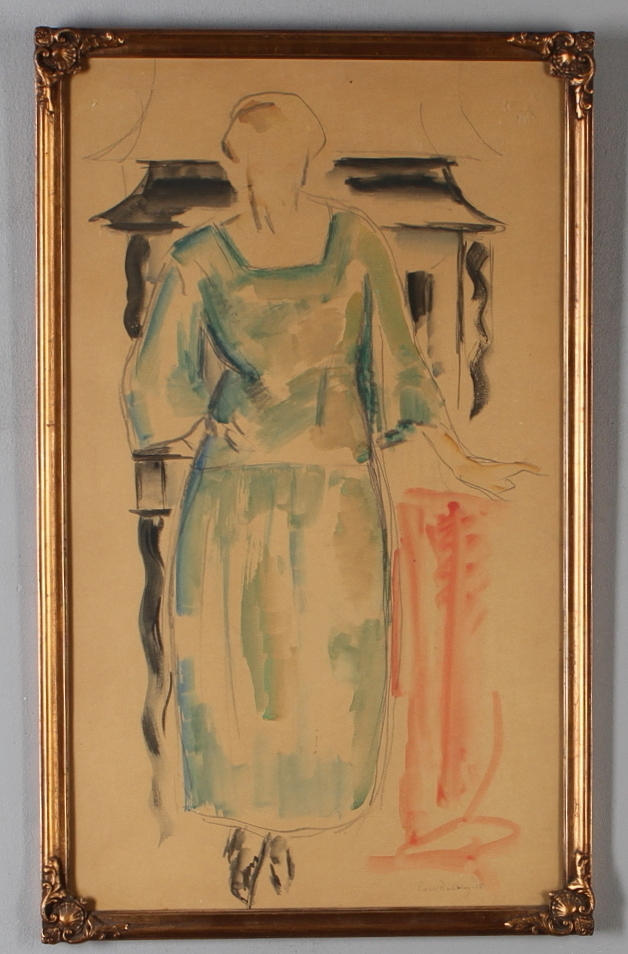 EWALD DAHLSKOG. Kvinna, blandteknik, signerad samt daterad 18.