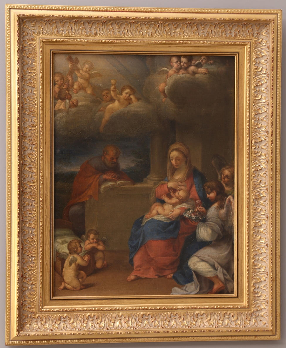 OIDENTIFIERAD KONSTNÄR. olja duk, 17/1800-tal, A tergo "I.Abbani", Religiöst motiv.