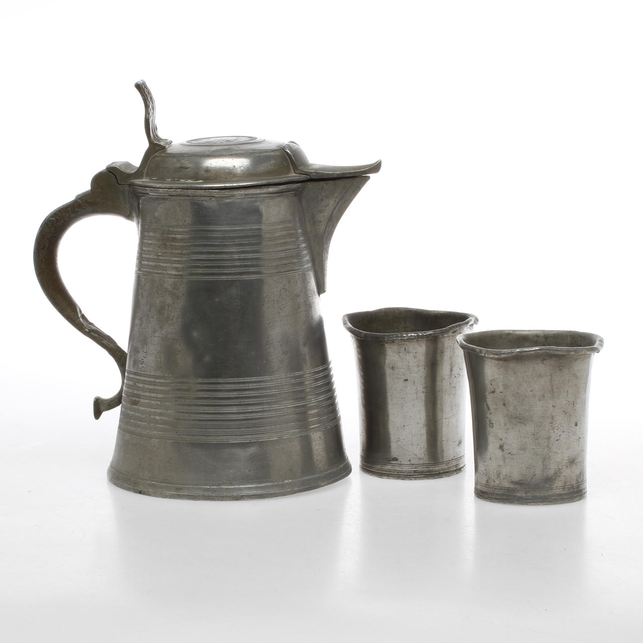 KANNA, Carl Petter Eckerström, Västerås, 1821-1843/59 samt BÄGARE, 2st, tenn.