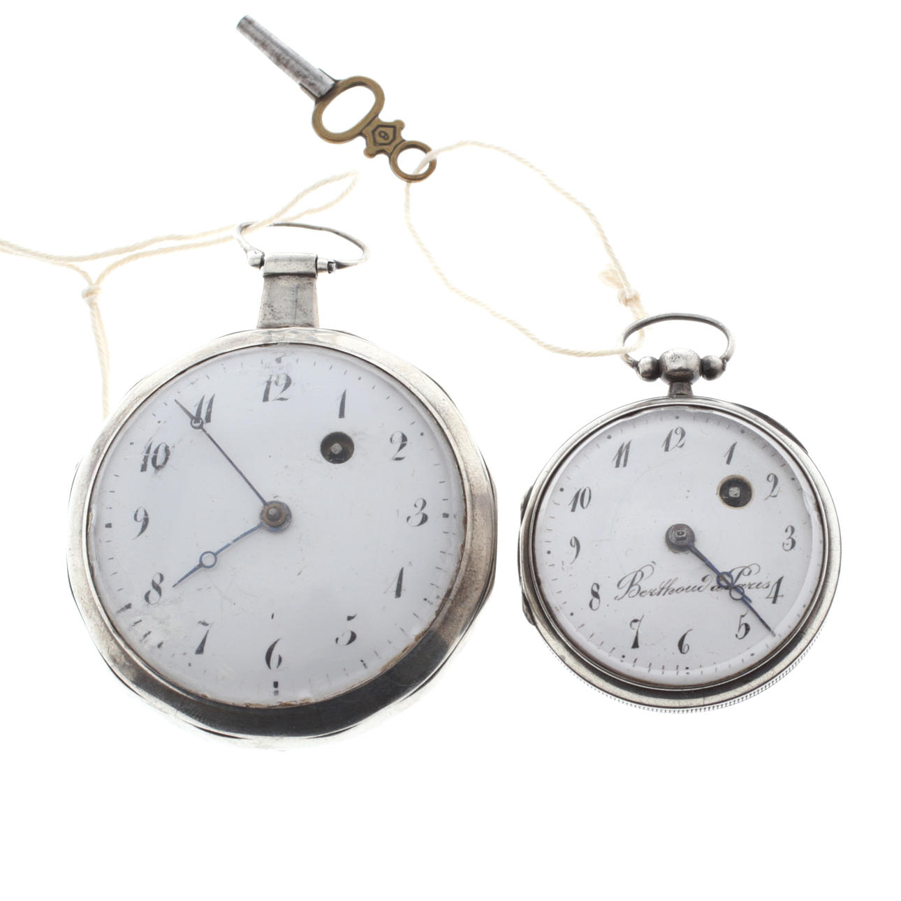 POCKET WATCH, 2 pcs, silver, cobweb, 17/1800s.