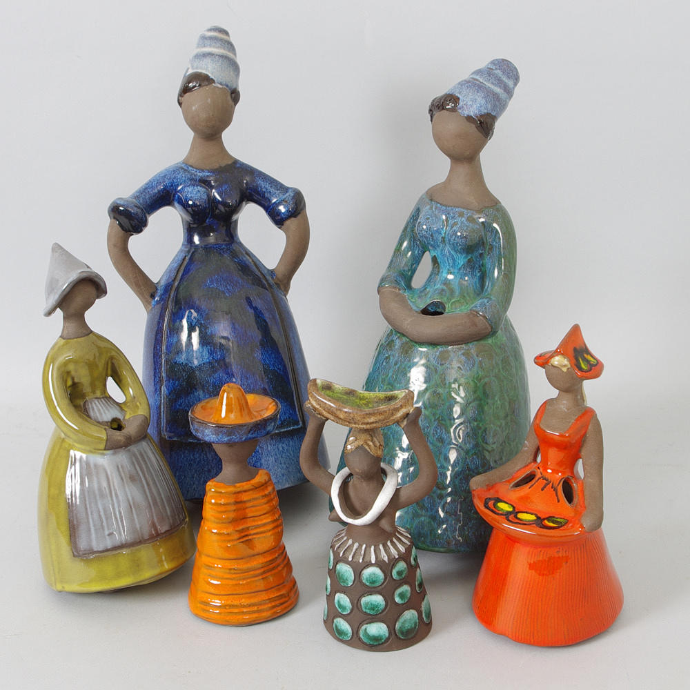 FIGURINER, 6 stycken, keramik, mestadels Jie.