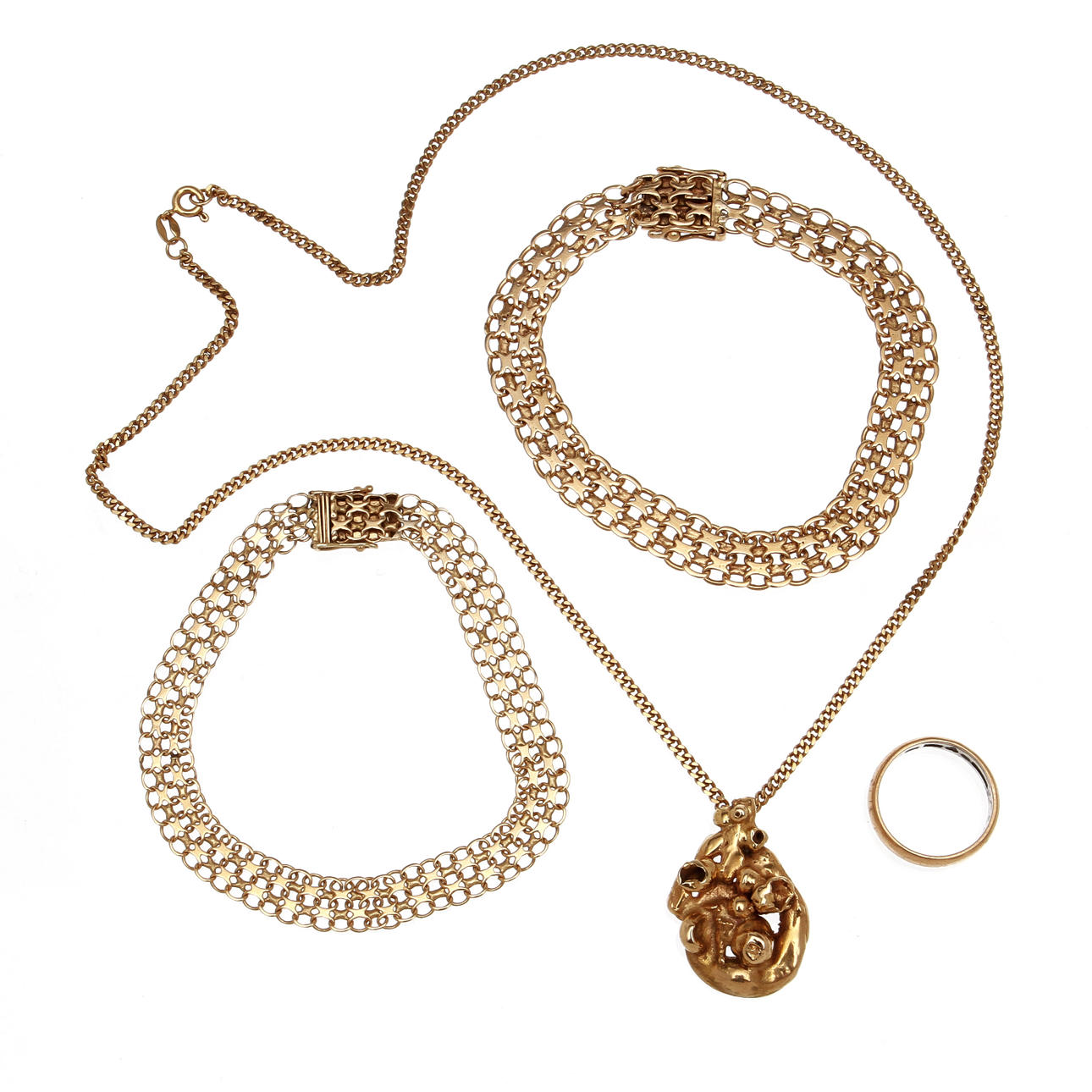 PARTI GULD, 18K Rödguld. Vikt 42,9g.