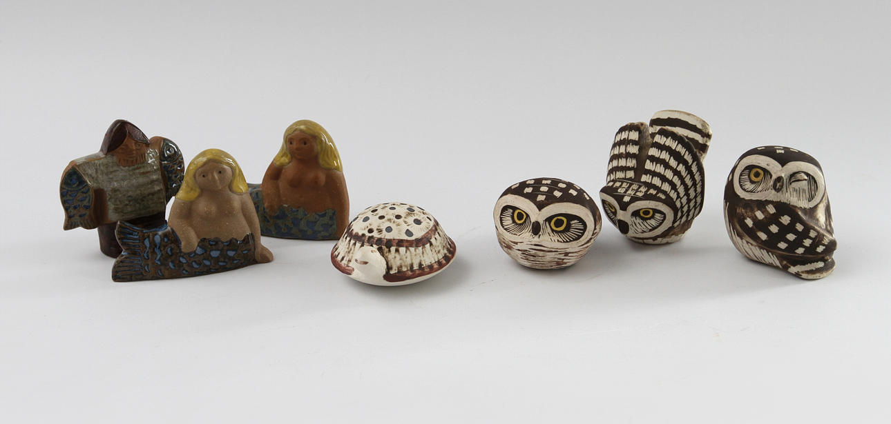 MINIATYRER, 7 st, stengods, Gustavsberg.