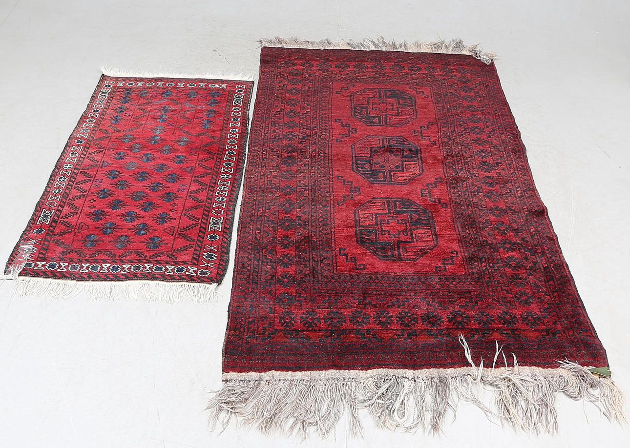 MATTOR, 2 st. Afghan samt Beluch, 200 x 130 samt 126 x 80 cm.