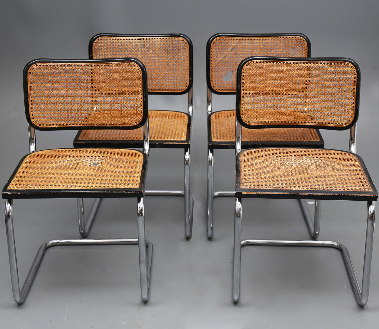 AFTER MARCEL BREUER. Four "Cesca B-32" style chairs.