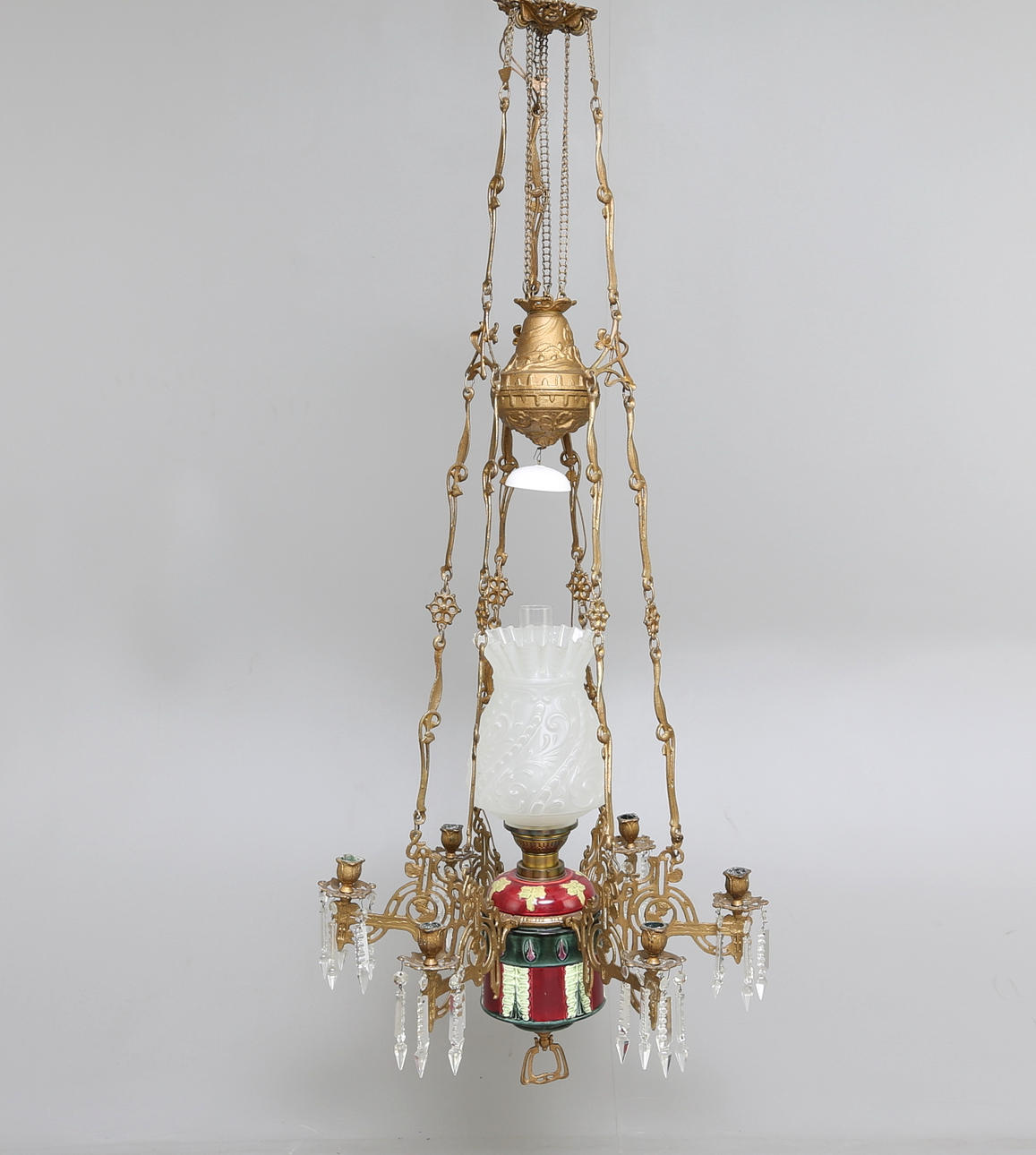 TAKLAMPA, 6-armad, Majolika.