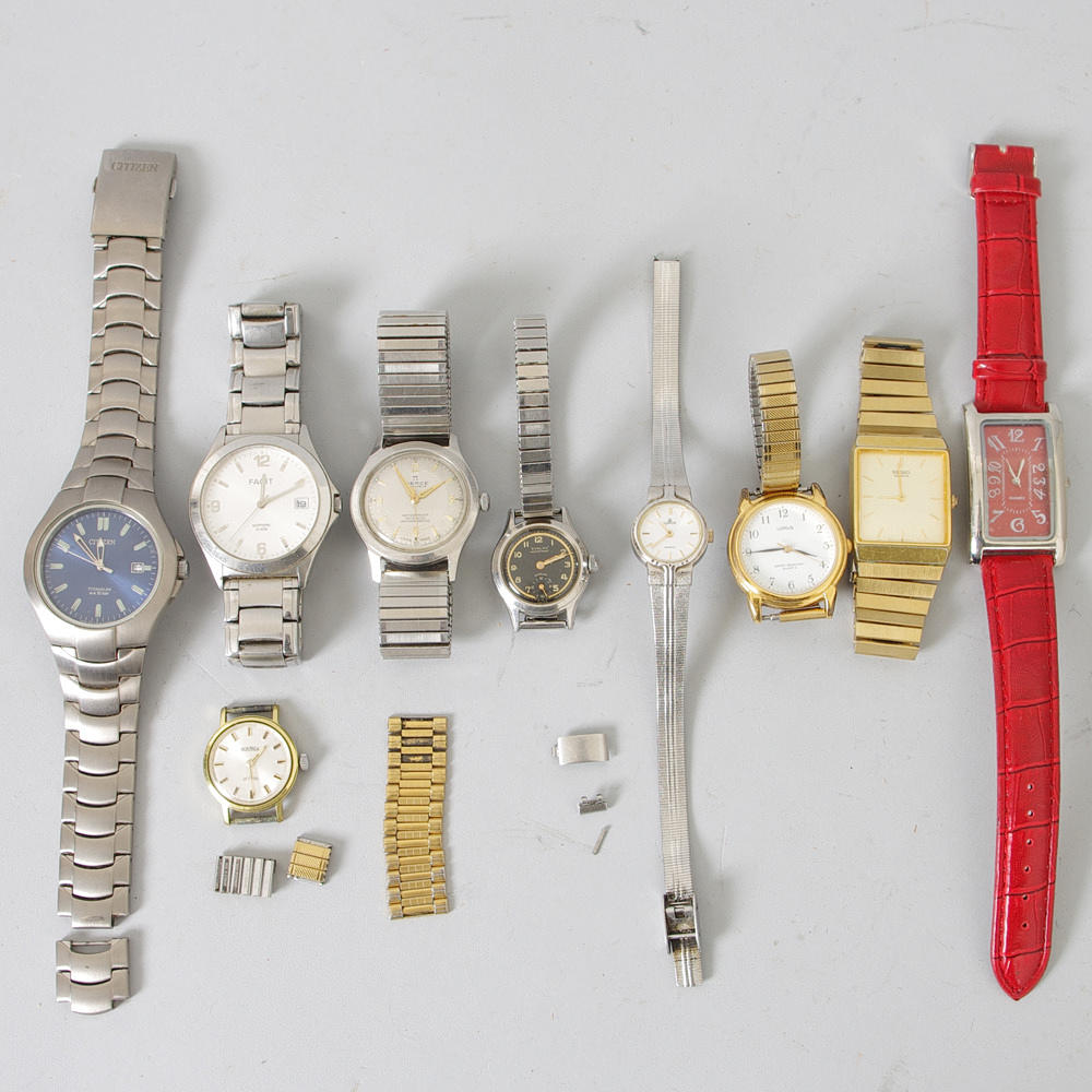 ARMBANDSUR, 9 stycken varav en utan länk.