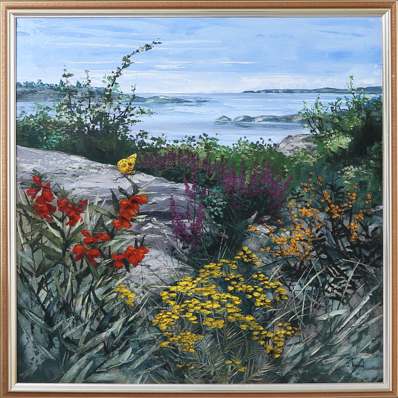 ULF ÅLUND. "Höfjäril, Stockholms skärgård, olja på duk, signerad.