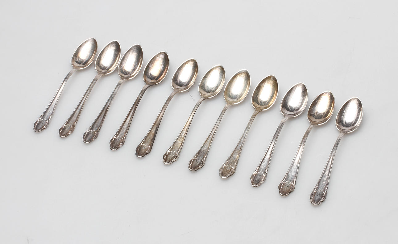 SILVERSKEDAR, 11 delar, Haga, silver, ca 124 gram.
