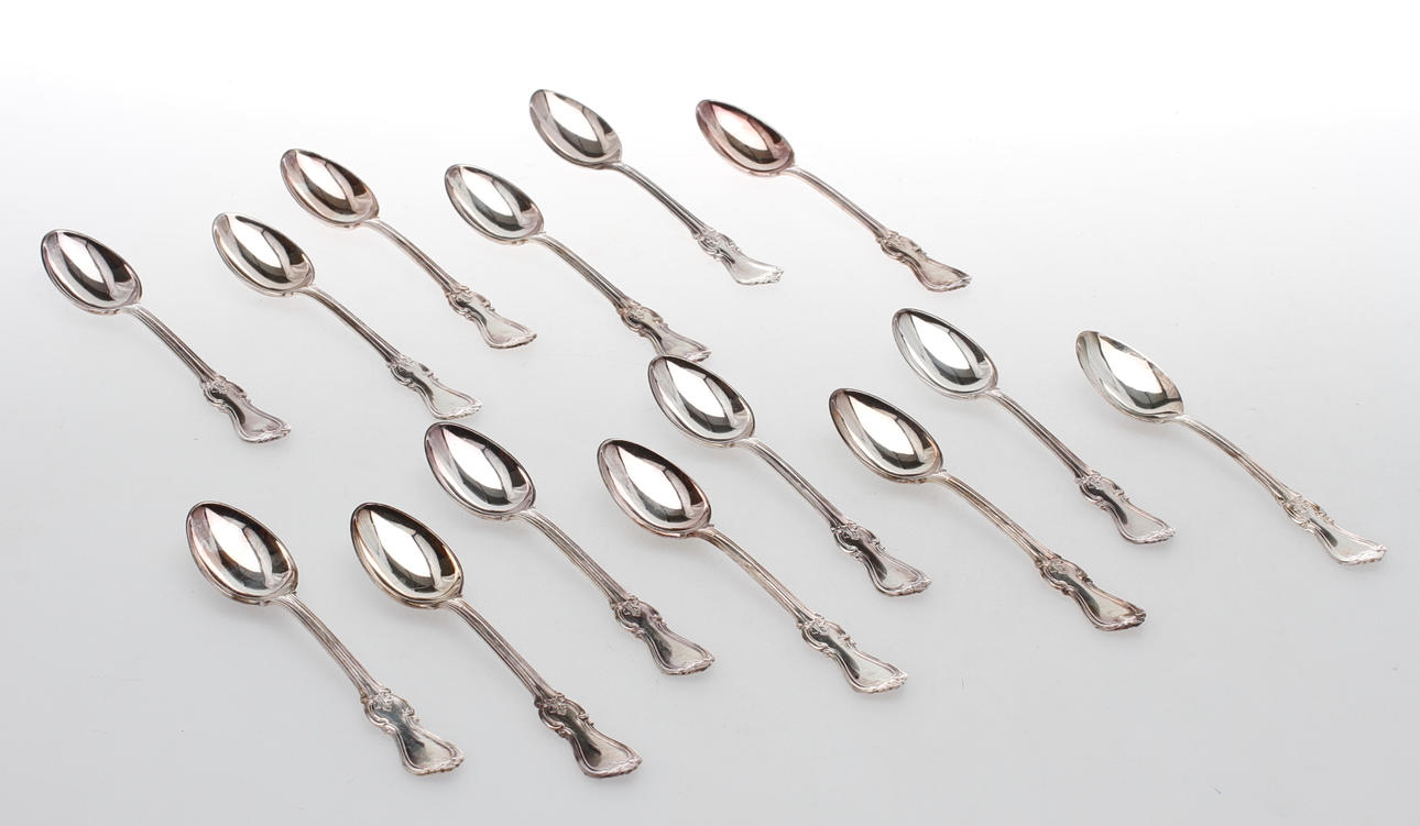 KAFFESKEDAR, 14st, Silver, "Olga", GAB, Eskilstuna, vikt ca 223gram.