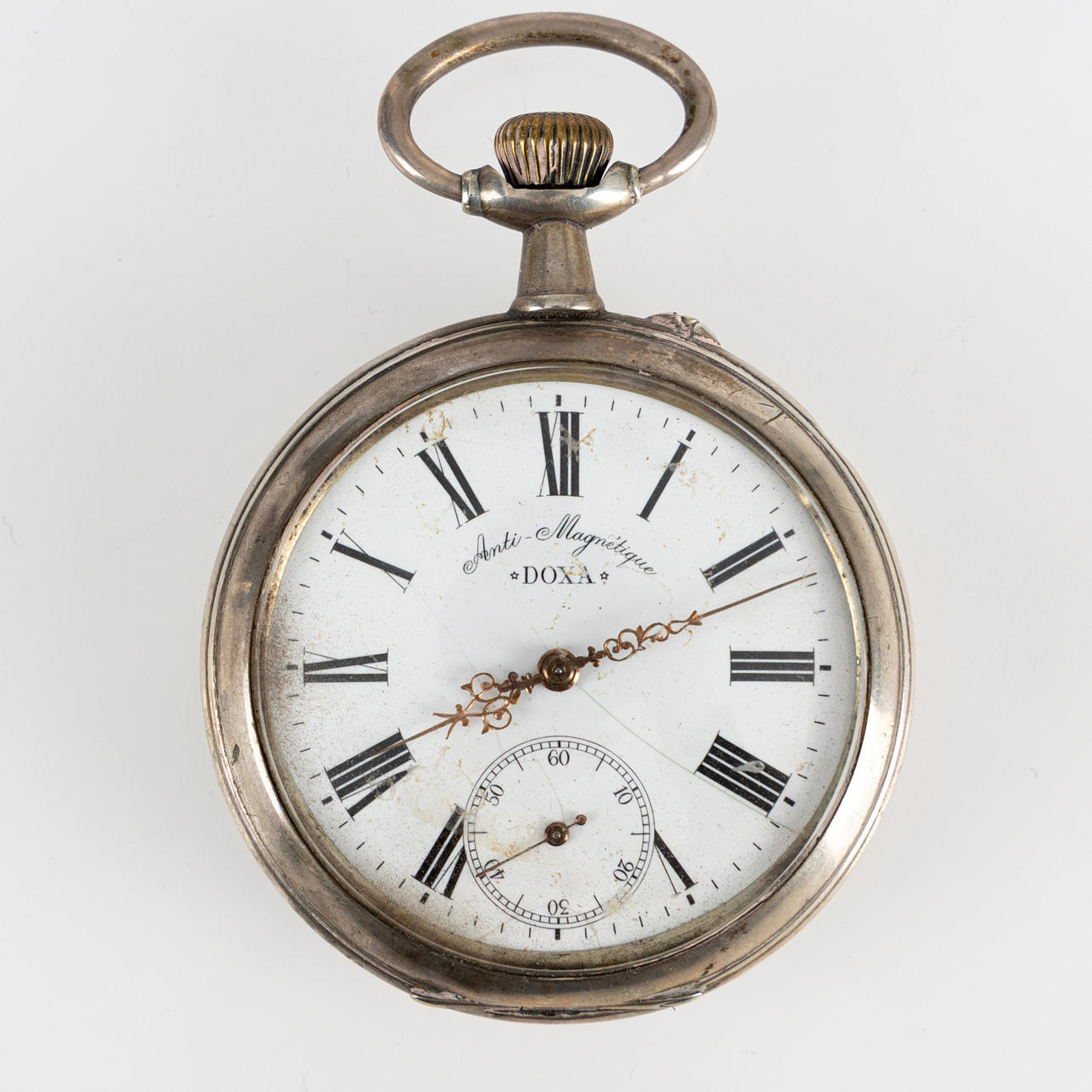 DOXA, Taschenuhr, Silber, 62 mm, antimagnetisch.