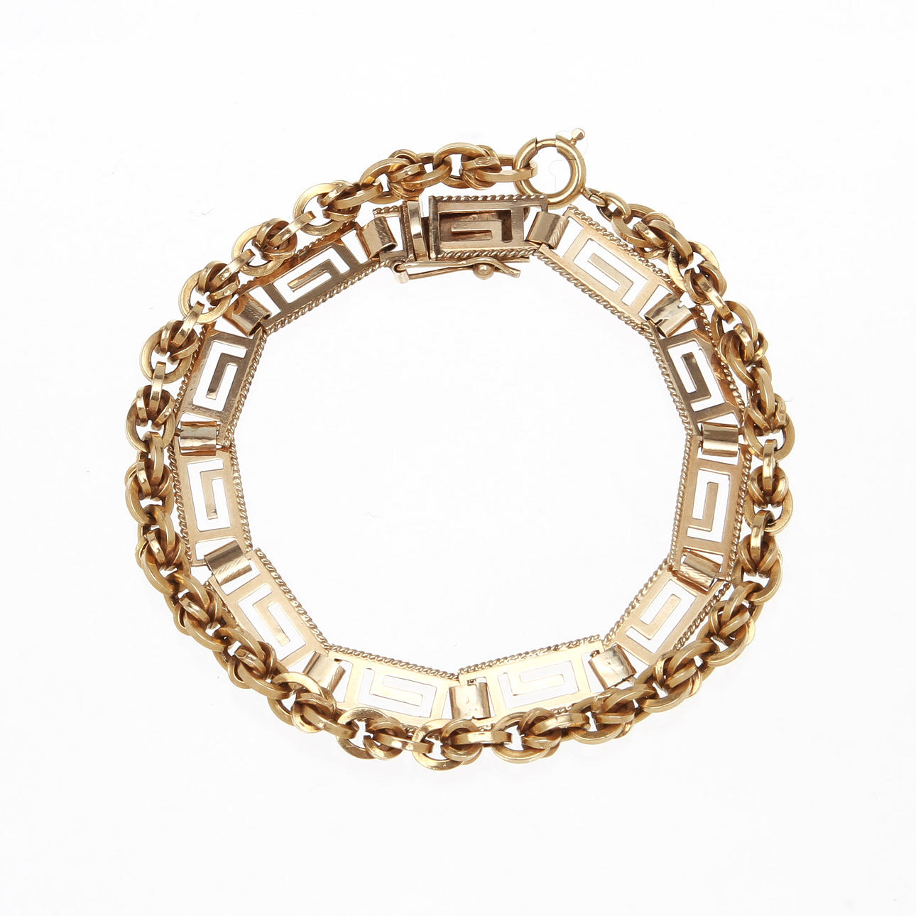 ARMBAND, 18k guld, ca 7.2 gram samt ARMBAND, 14k guld, ca 8,1 gram.