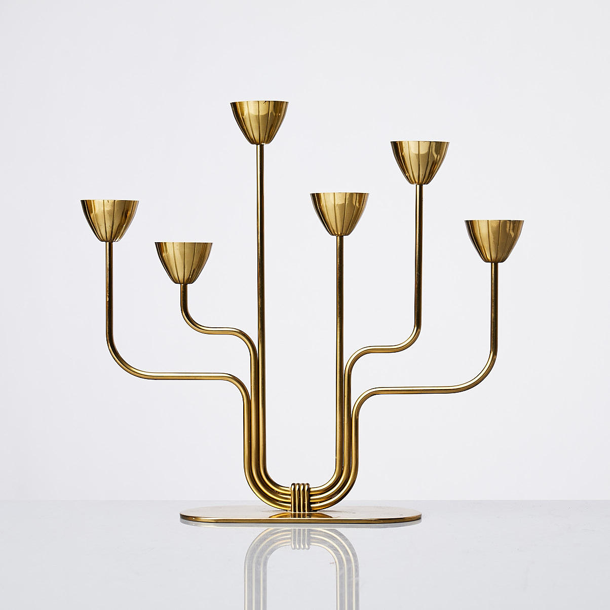 GUNNAR ANDER. LYSSPAL, til Ystad Metall, messing, til 6 lys.