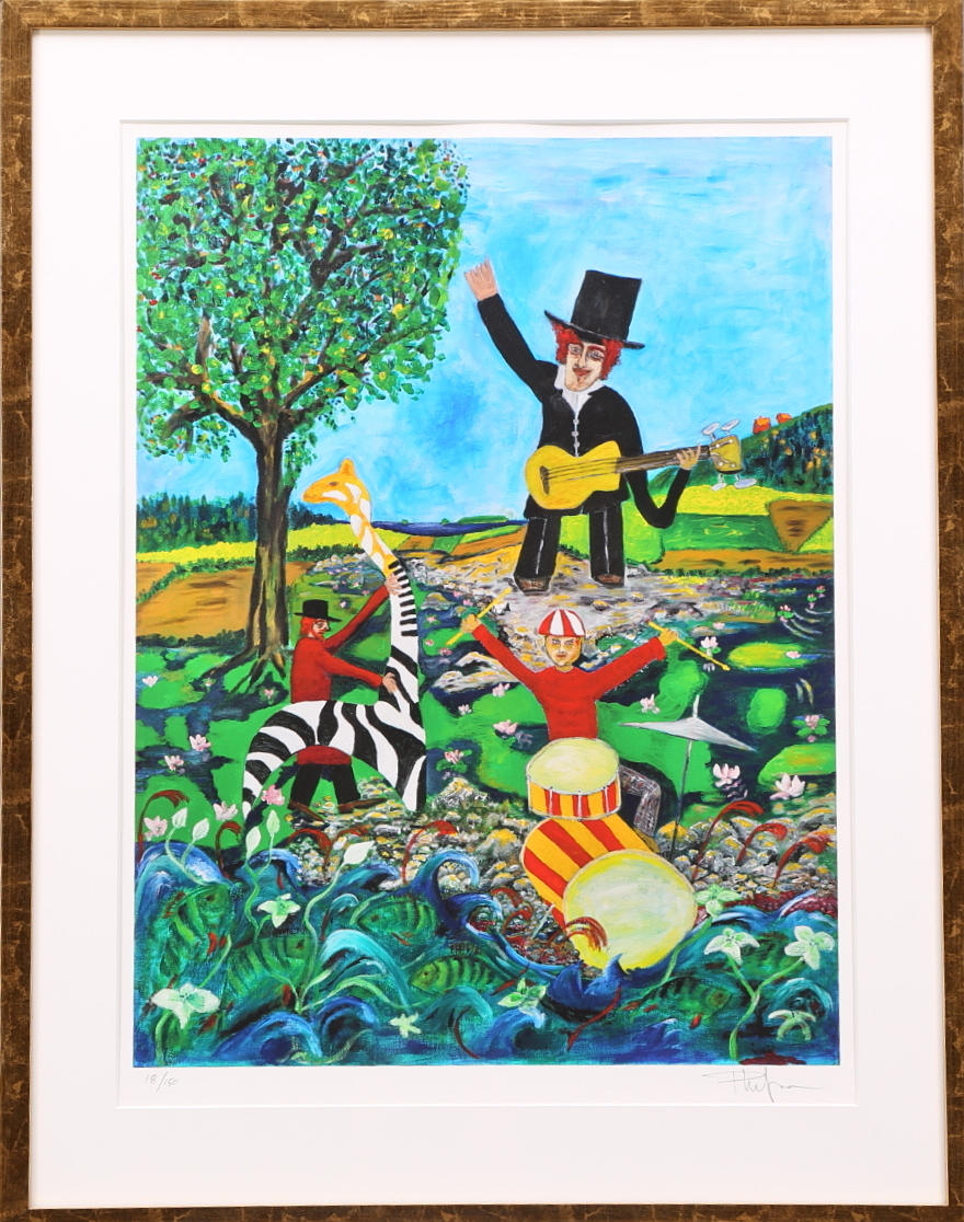 PLURA JONSSON. färglitografi 18/150, signerad P.Jonsson, Naturlig orkester.