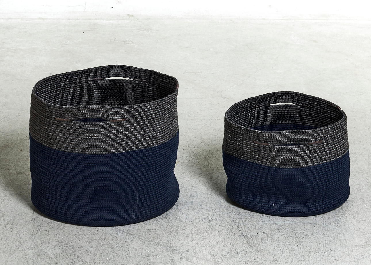 BASKETS, 2 pcs, "Podor", Cassina, braided polypropylene, labeled.