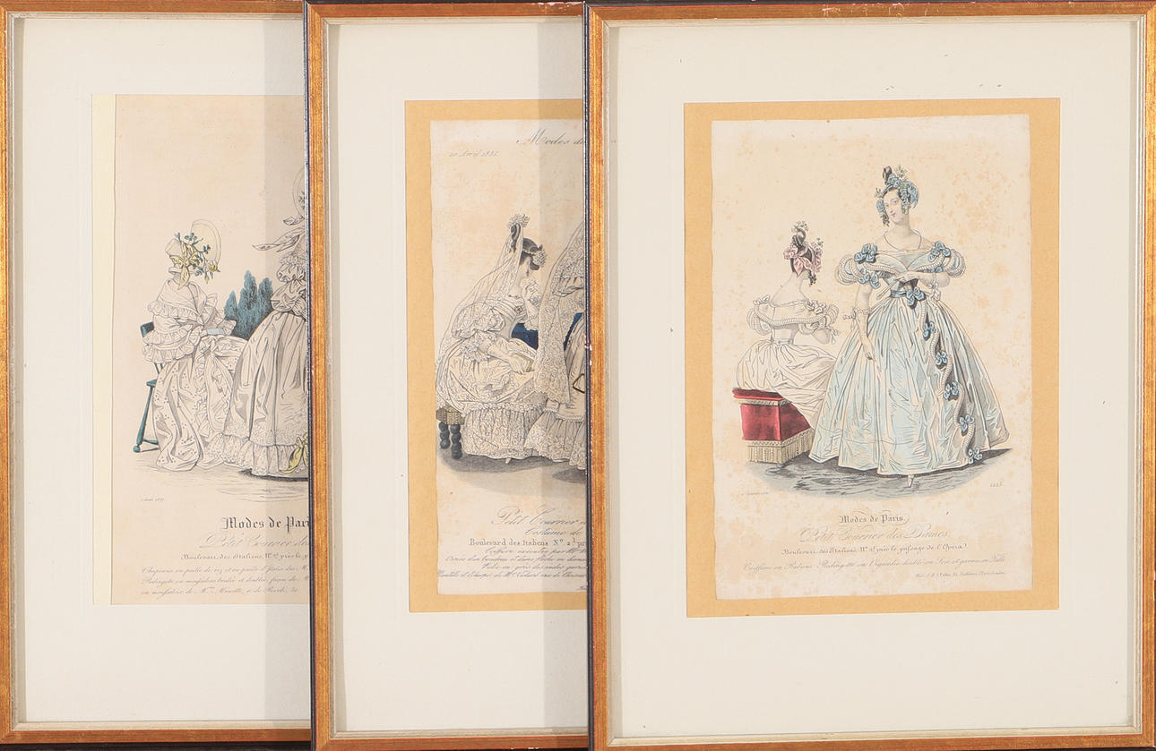 MODEBILDER, 3 Kupferstiche, 1800.