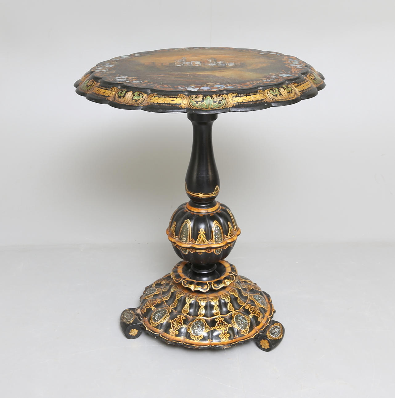 FÄLLBORD, 1800-tal, Intarsia och bemålat.