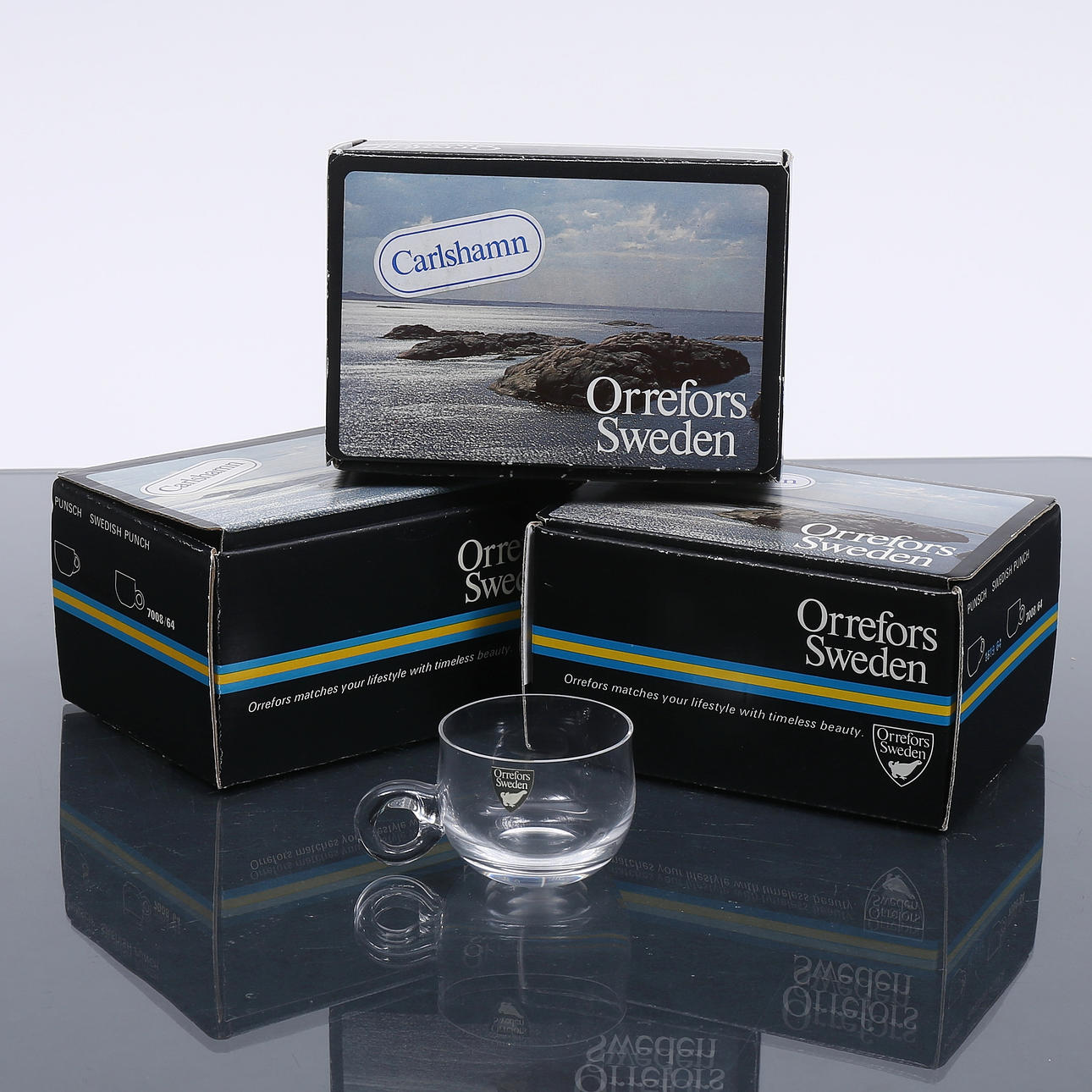 PUNSCHGLAS, 9 pcs, glass, Orrefors.