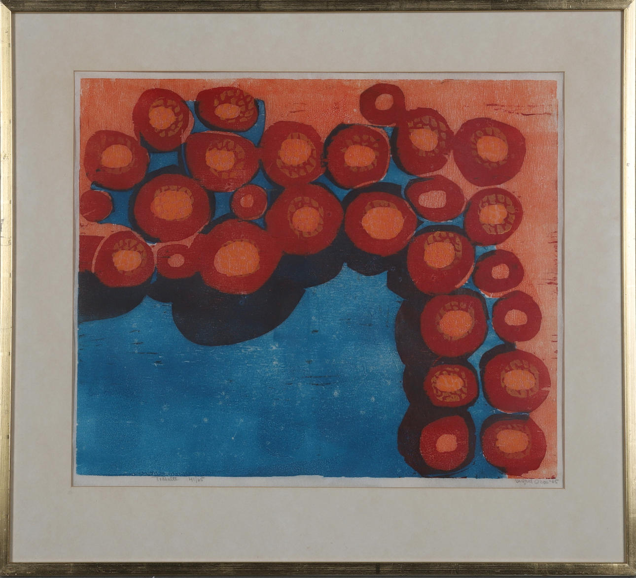 INGRID OLSSON. woodcut, signed, numbered 41/65 and dated -65.