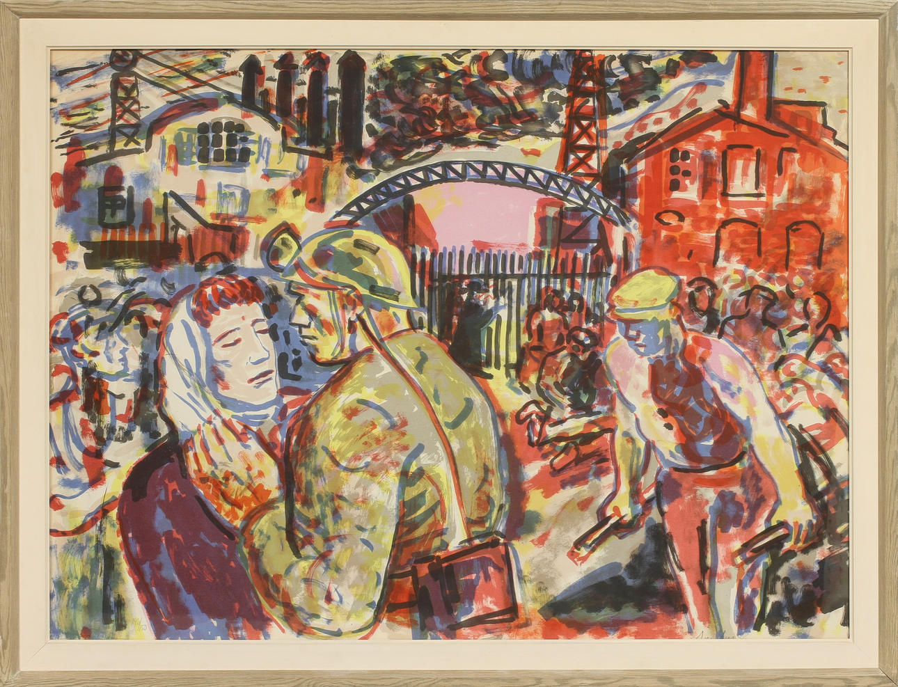 ALBIN AMELIN. Arbetare, färglitografi, signerad och numrerad 146/150.