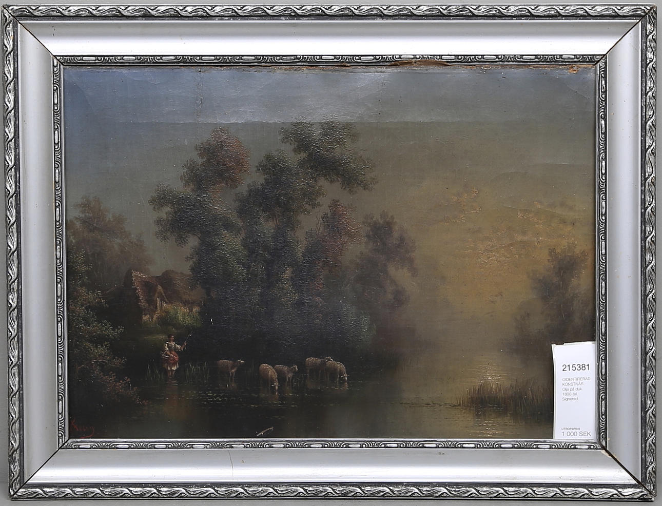 OIDENTIFIERAD KONSTNÄR. Olja på duk. 1800-tal. Signerad.