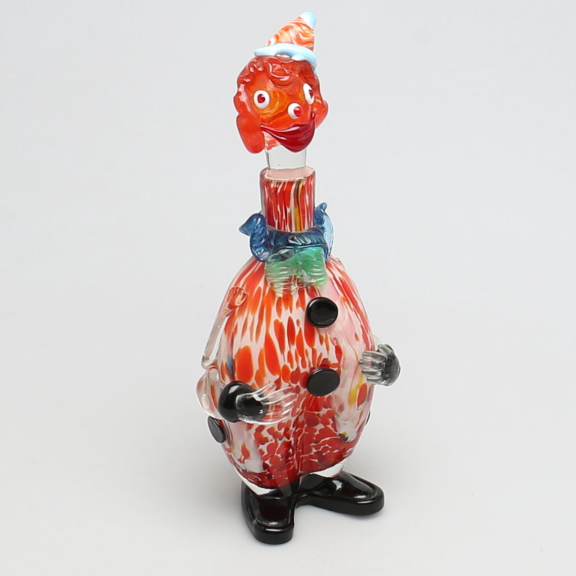 KARAFF I GLAS i form av clown. Möjligen Murano. 1900-talet.