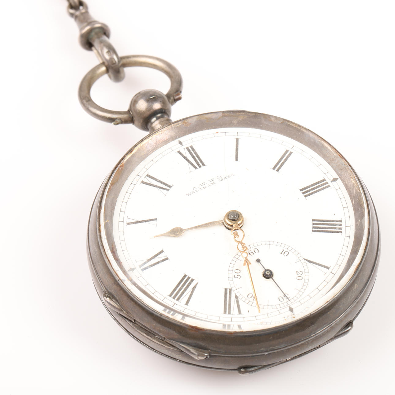 POCKET WATCH, so-called key puller, Waltham Watch Co, silver.