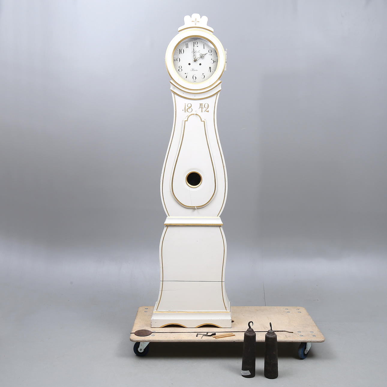 FLOOR CLOCK, dial marked Mora, 19th century.