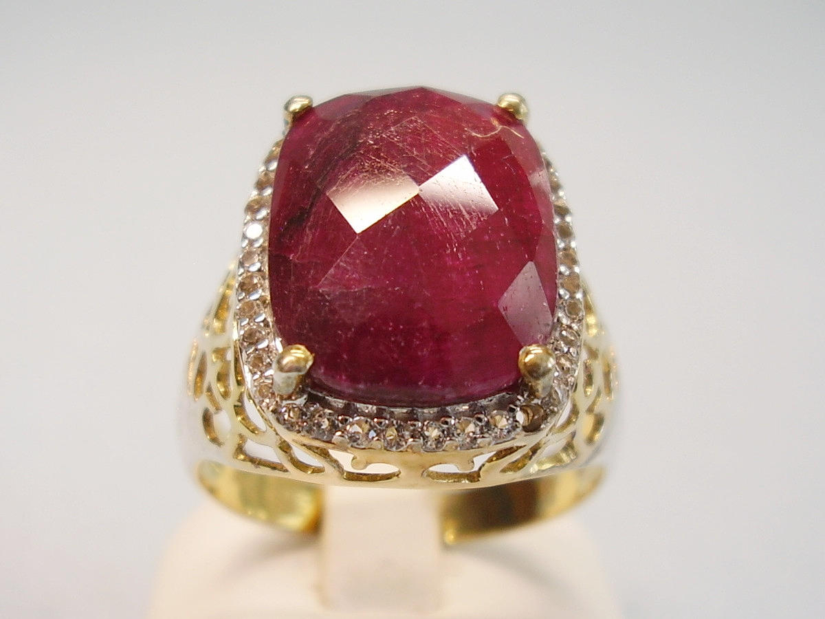 HARRY IVENS RUBY RING SILVER GOLD PLATED RUBY 20 ct.