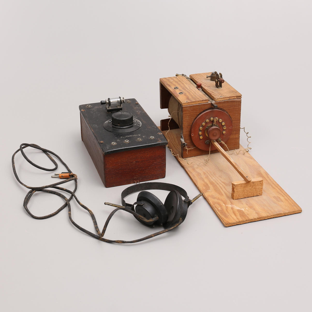 CRYSTAL RECEIVER with headphones 1920s.