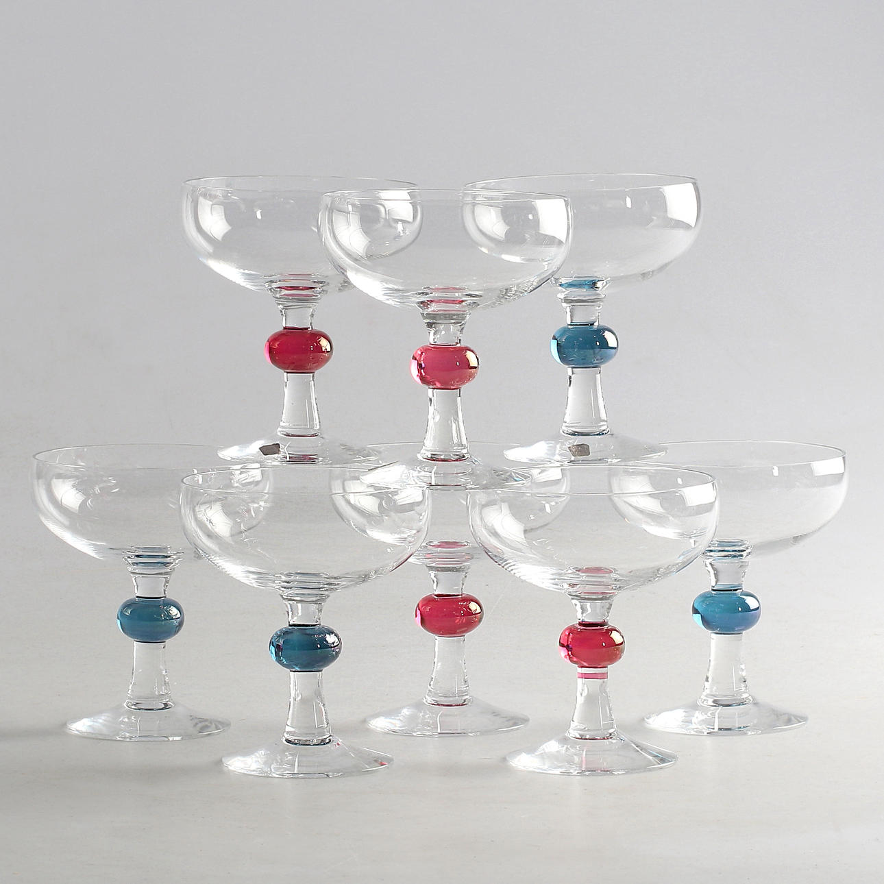 APPETIZER BOWLS on FOOT, 8 pcs., glass, Johansfors, 1900s. Glass ...